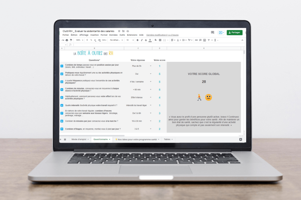 Questionnaire Sédentarité QVT 