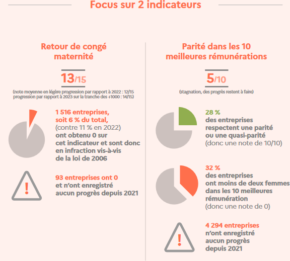 2 indicateurs de l'index égalité professionnelle en 2024